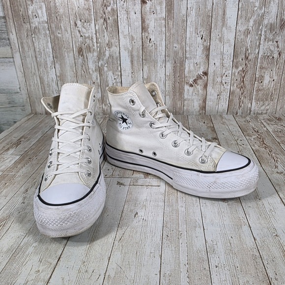 Converse All Star Platform High Top Sneakers‎ White Canvas Women's Size 9 Casual - Picture 6 of 8